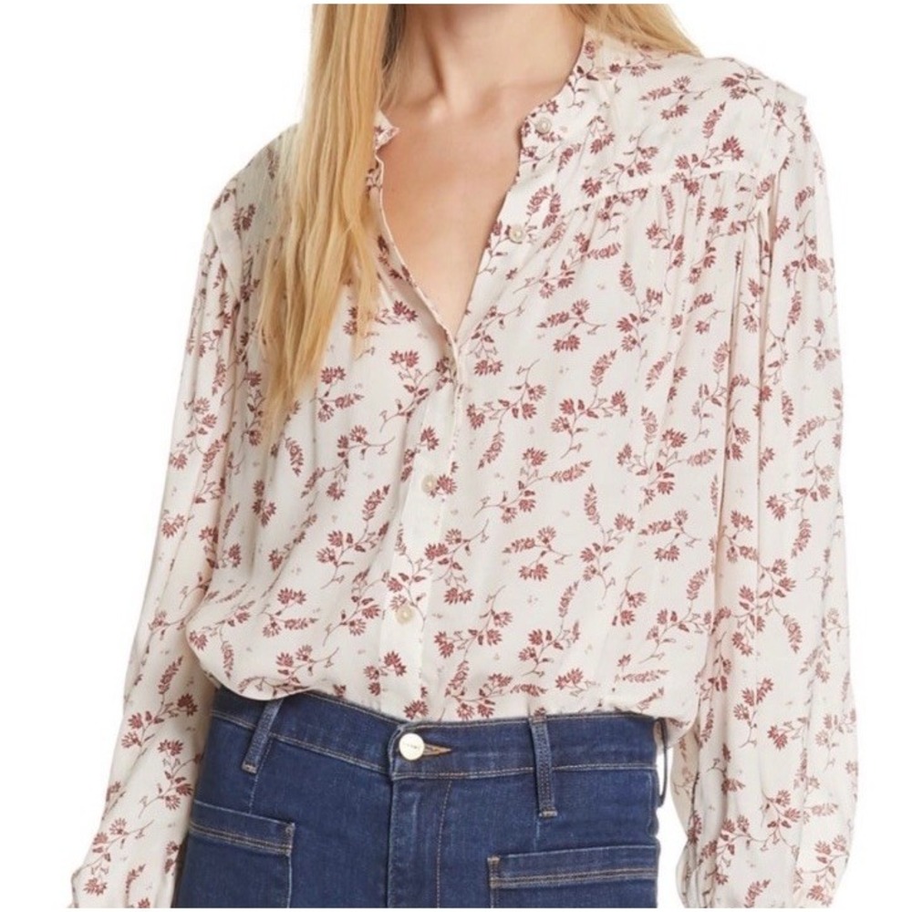 Frame Floral Button Up Long Sleeve Women Small Quality Workwear Siren Blouse